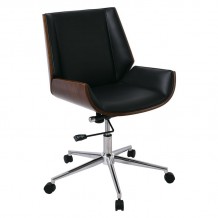 Πολυθρόνα Γραφείου Μέταλλο Χρώμιο Καρυδί Pu Μαύρο c531502