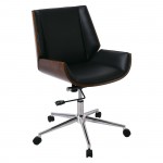 Πολυθρόνα Γραφείου Μέταλλο Χρώμιο Καρυδί Pu Μαύρο c531502