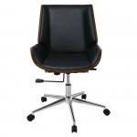 Πολυθρόνα Γραφείου Μέταλλο Χρώμιο Καρυδί Pu Μαύρο c531502