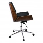 Πολυθρόνα Γραφείου Μέταλλο Χρώμιο Καρυδί Pu Μαύρο c531502