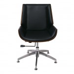 Πολυθρόνα Επισκέπτη Μέταλλο Χρώμιο Καρυδί Pu Μαύρο c531503