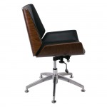 Πολυθρόνα Επισκέπτη Μέταλλο Χρώμιο Καρυδί Pu Μαύρο c531503