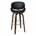 Gole Σκαμπό BAR με Πλάτη Απόχρωση Καρυδί PU Μαύρο Περιστρεφόμενο c531509