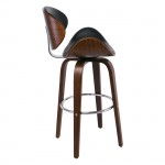 Gole Σκαμπό BAR με Πλάτη Απόχρωση Καρυδί PU Μαύρο Περιστρεφόμενο c531509