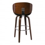 Gole Σκαμπό BAR με Πλάτη Απόχρωση Καρυδί PU Μαύρο Περιστρεφόμενο c531509