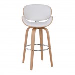 Gole Σκαμπό BAR με Πλάτη Απόχρωση Φυσικό PU Άσπρο Περιστρεφόμενο c531528