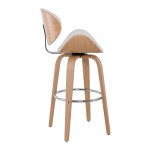 Gole Σκαμπό BAR με Πλάτη Απόχρωση Φυσικό PU Άσπρο Περιστρεφόμενο c531528