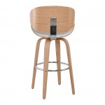 Gole Σκαμπό BAR με Πλάτη Απόχρωση Φυσικό PU Άσπρο Περιστρεφόμενο c531528