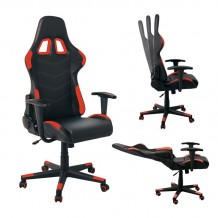 Gaming Πολυθρόνα Γραφείου Ανάκλιση Πλάτης έως 90 Pu Μαύρο Κόκκινο c531531