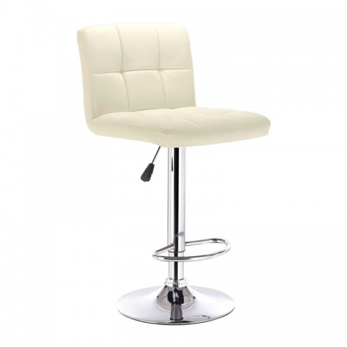 Line Σκαμπό BAR με Πλάτη Χρώμιο PU Εκρού Ρυθμιζόμενο Ύψος Περιστρεφόμενο c531543