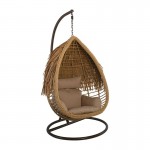 SASA TROPIC Κρεμαστή Πολυθρόνα Wicker Φυσικό Μέταλλο Brown Μαξιλάρι Μπεζ c531572