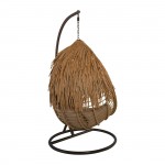 SASA TROPIC Κρεμαστή Πολυθρόνα Wicker Φυσικό Μέταλλο Brown Μαξιλάρι Μπεζ c531572