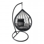 Valle Κρεμαστή Πολυθρόνα Wicker Grey Μέταλλο Βαφή Ανθρακί Μαξιλάρι Γκρι c531632