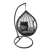 Valle Κρεμαστή Πολυθρόνα Wicker Grey Μέταλλο Βαφή Ανθρακί Μαξιλάρι Γκρι c531632