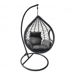 Valle Κρεμαστή Πολυθρόνα Wicker Grey Μέταλλο Βαφή Ανθρακί Μαξιλάρι Γκρι c531632