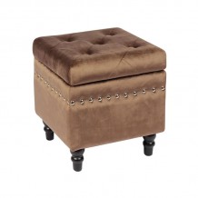 ENTRO Σκαμπό Αποθηκευτικό Βοηθητικό Ύφασμα Velure Απόχρωση Καφέ 37x37x40cm c531670