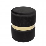 Com Σκαμπό Βοηθητικό Χρώμιο Χρυσό Ύφασμα Velure Απόχρωση Μαύρο c531672