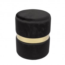 Com Σκαμπό Βοηθητικό Χρώμιο Χρυσό Ύφασμα Velure Απόχρωση Μαύρο c531672