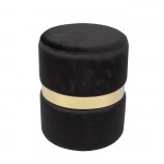 Com Σκαμπό Βοηθητικό Χρώμιο Χρυσό Ύφασμα Velure Απόχρωση Μαύρο c531672