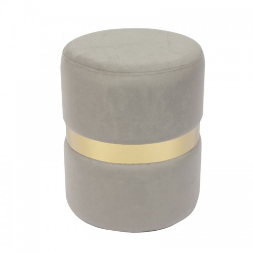 Com Σκαμπό Βοηθητικό Χρώμιο Χρυσό Ύφασμα Velure Απόχρωση Γκρι c531674