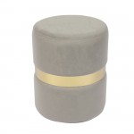 Com Σκαμπό Βοηθητικό Χρώμιο Χρυσό Ύφασμα Velure Απόχρωση Γκρι c531674