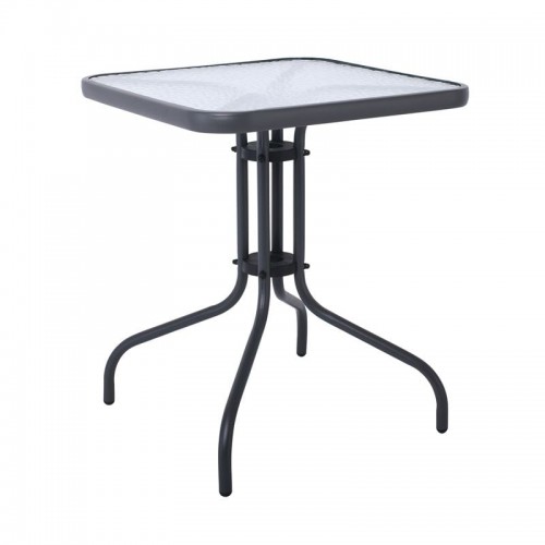 Balo Τραπέζι Κήπου Βεράντας Μέταλλο Βαφή Ανθρακί Επιφάνεια Γυαλί c531700