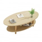 Oval Τραπεζάκι Σαλονιού Καθιστικού με Ράφι Φυσικό c531740