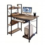 Γραφείο 4 Ράφια Βάση Η Υ Συρταρωτή Θέση Πληκτρολογίου Μέταλλο Μαύρο Καρυδί c531749