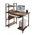 Γραφείο 4 Ράφια Βάση Η Υ Συρταρωτή Θέση Πληκτρολογίου Μέταλλο Μαύρο Καρυδί c531749