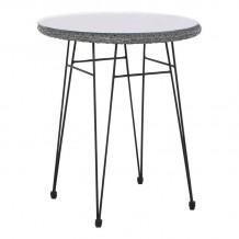 SASA Τραπέζι H 70cm Μέταλλο Βαφή Μαύρο Wicker Γκρι c531809