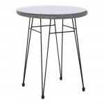 SASA Τραπέζι H 70cm Μέταλλο Βαφή Μαύρο Wicker Γκρι c531809