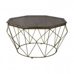 Griglia Τραπεζάκι Σαλονιού Οκτάγωνο Μέταλλο Βαφή Χρυσό Γυαλί Tea Colour Tempered c531853