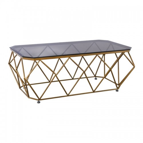 Ace Τραπεζάκι Σαλονιού Καθιστικού Μέταλλο Βαφή Χρυσό Γυαλί Tea Colour Tempered c531855