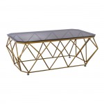 Ace Τραπεζάκι Σαλονιού Καθιστικού Μέταλλο Βαφή Χρυσό Γυαλί Tea Colour Tempered c531855