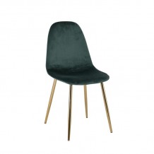 Cel Καρέκλα Χρώμιο Χρυσό Ύφασμα Velure Απόχρωση Forest Green set 4 τεμ c531857