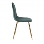 Cel Καρέκλα Χρώμιο Χρυσό Ύφασμα Velure Απόχρωση Forest Green set 4 τεμ c531857