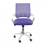 Πολυθρόνα Γραφείου με Ανάκλιση Μέταλλο Βάση Βαφή Άσπρ Mesh Μωβ c531952