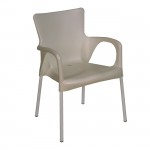Lora Πολυθρόνα Pro Dining Στοιβαζόμενη ALU Silver PP UV Protection Απόχρωση Tortora c531999