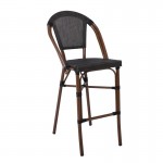 Kosta Σκαμπό BAR με Πλάτη Αλουμίνιο Απόχρωση Καρυδί Textilene Μαύρο c532005