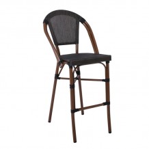 Kosta Σκαμπό BAR με Πλάτη Αλουμίνιο Απόχρωση Καρυδί Textilene Μαύρο c532005