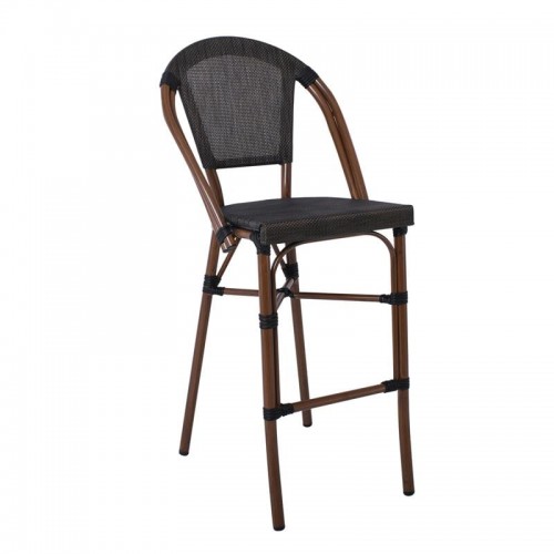 Kosta Σκαμπό BAR με Πλάτη Αλουμίνιο Απόχρωση Καρυδί Textilene Μαύρο c532005