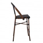 Kosta Σκαμπό BAR με Πλάτη Αλουμίνιο Απόχρωση Καρυδί Textilene Μαύρο c532005