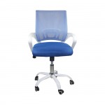 Πολυθρόνα Γραφείου με Ανάκλιση Άσπρο Mesh Μπλε c532009