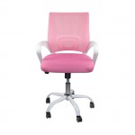 Πολυθρόνα Γραφείου με Ανάκλιση Άσπρο Mesh Ροζ c532010