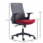 Πολυθρόνα Γραφείου Mesh Γκρι Ύφασμα Μπορντώ c532019