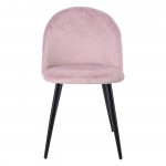 Abba Καρέκλα Τραπεζαρίας Μέταλλο Βαφή Μαύρο Ύφασμα Velure Απόχρωση Dirty Pink c532047