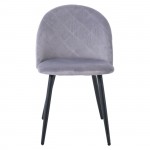 Abba Καρέκλα Τραπεζαρίας Μέταλλο Βαφή Μαύρο Ύφασμα Velure Απόχρωση Γκρι συσκ 4 τεμ c532048