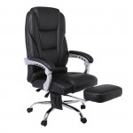 Massage Relax Πολυθρόνα Γραφείου Διευθυντή Βάση Χρώμιο με Υποπόδιο Pu Μαύρο c532078