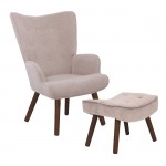 Alio Πολυθρόνα Μπερζέρα με Σκαμπό Υποπόδιο Καρυδί Ύφασμα Velure Ανοιχτό Καφέ K D c532085