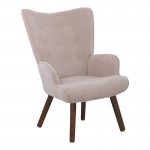 Alio Πολυθρόνα Μπερζέρα Σαλονιού Καθιστικού Καρυδί Ύφασμα Velure Ανοιχτό Καφέ K D c532088